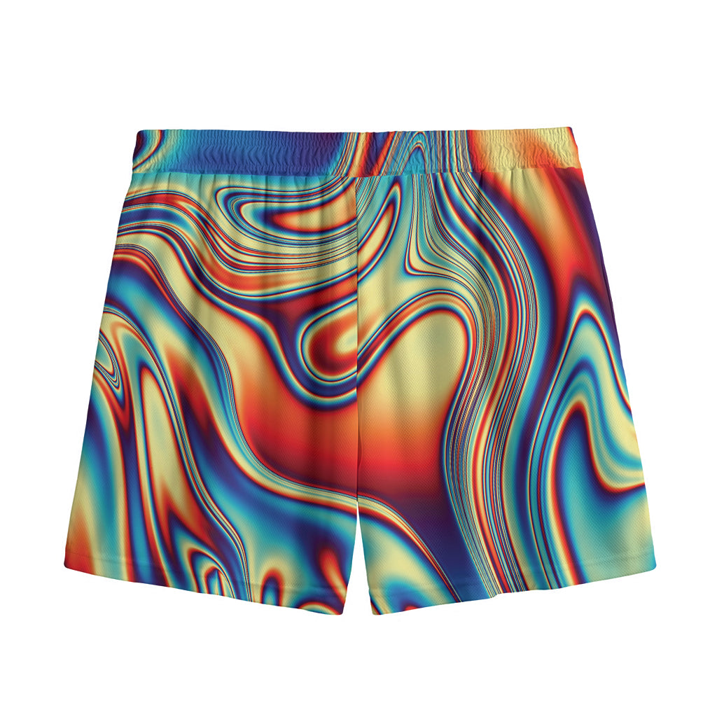 Psychedelic Wave Print Mesh Shorts