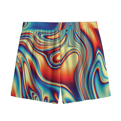 Psychedelic Wave Print Mesh Shorts