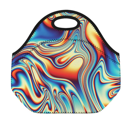 Psychedelic Wave Print Neoprene Lunch Bag