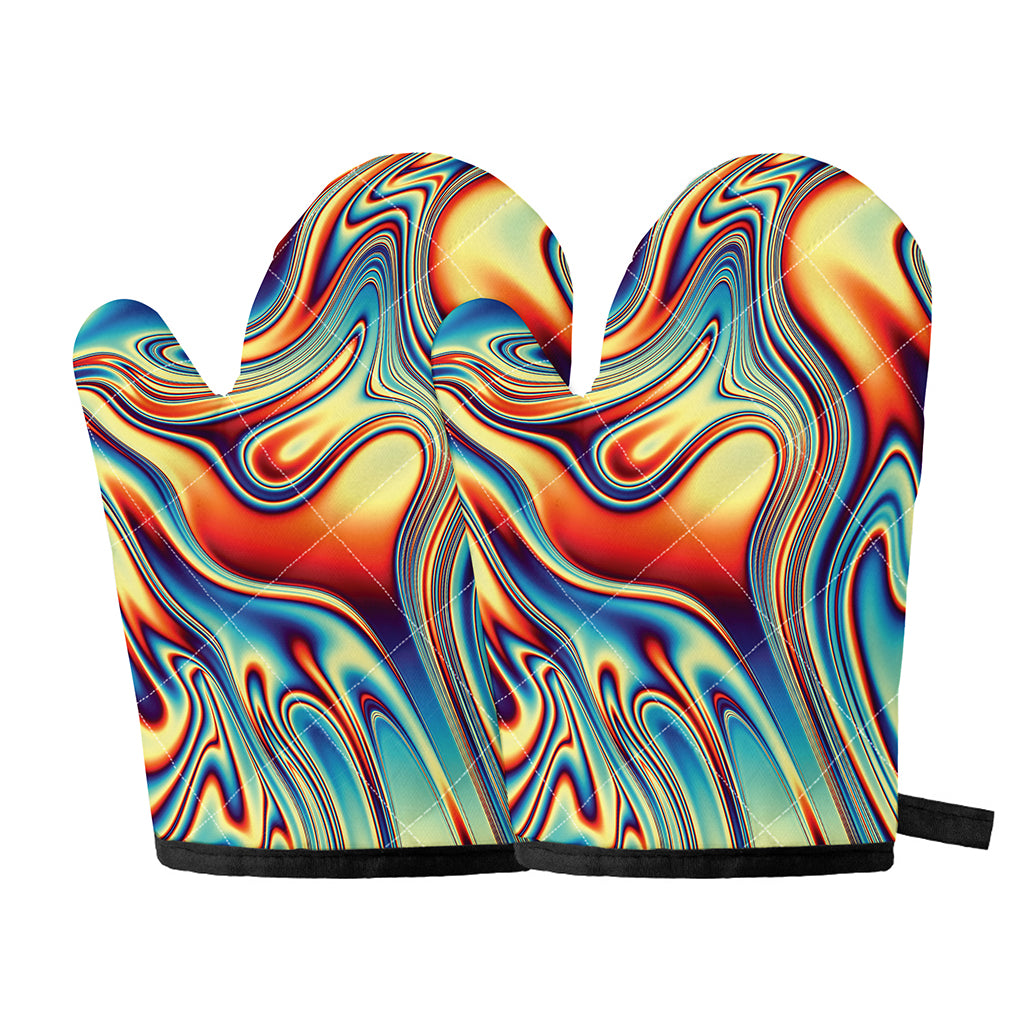 Psychedelic Wave Print Oven Mitts
