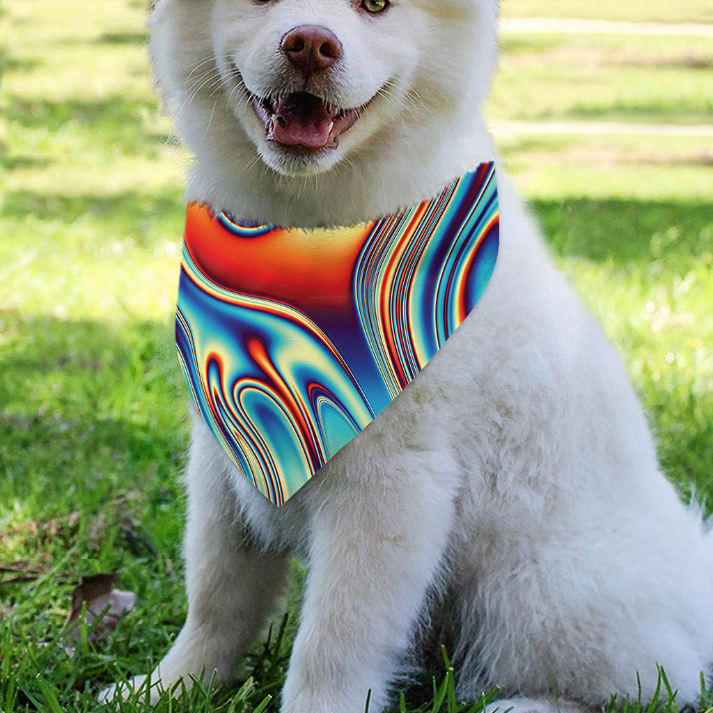 Psychedelic Wave Print Over The Collar Dog Bandana