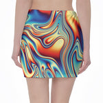 Psychedelic Wave Print Pencil Mini Skirt