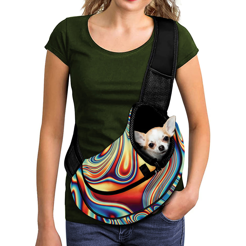 Psychedelic Wave Print Pet Sling Carrier
