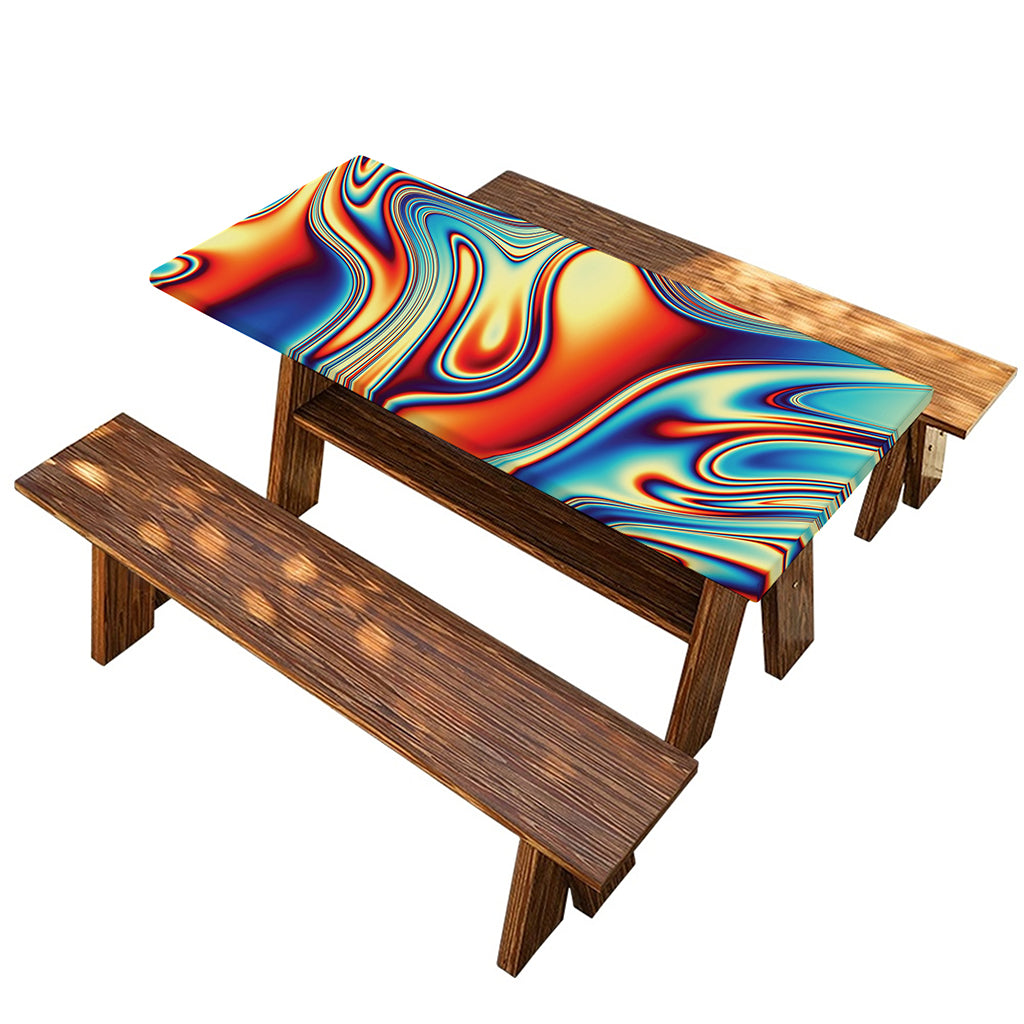 Psychedelic Wave Print Picnic Table Cover