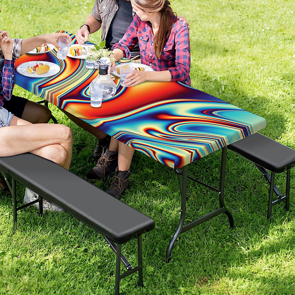Psychedelic Wave Print Picnic Table Cover
