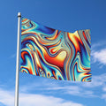 Psychedelic Wave Print Polyester Flag