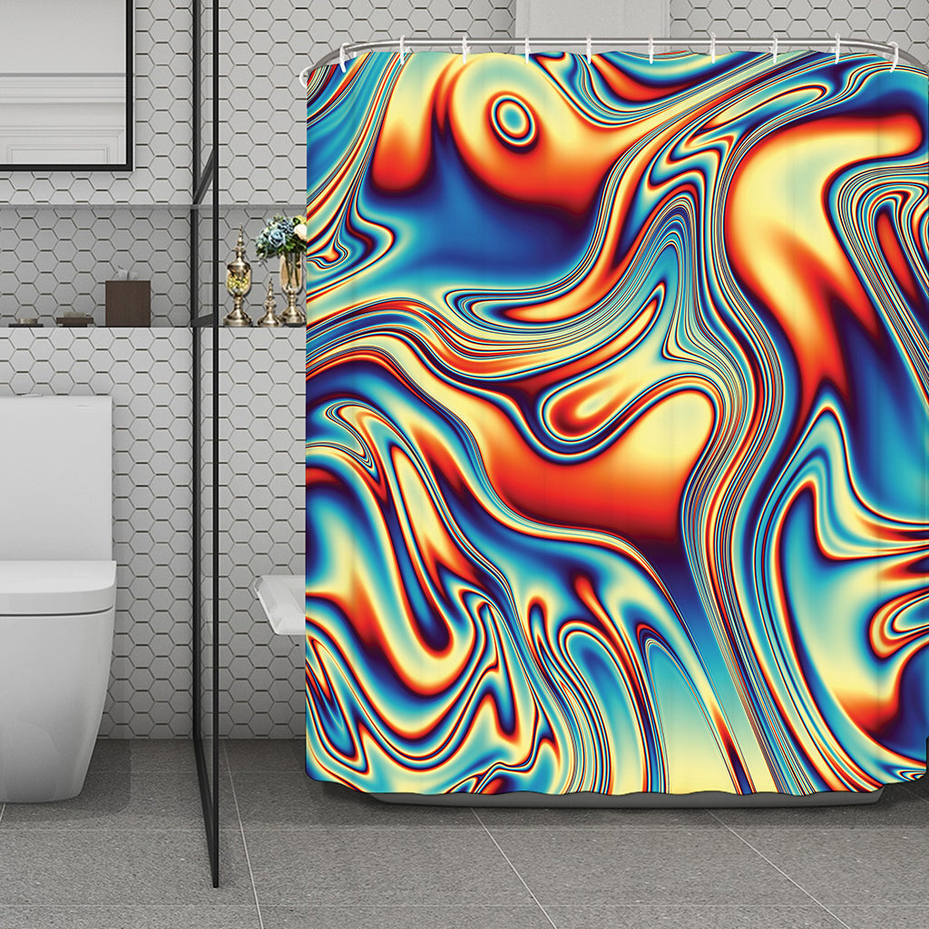 Psychedelic Wave Print Polyester Shower Curtain