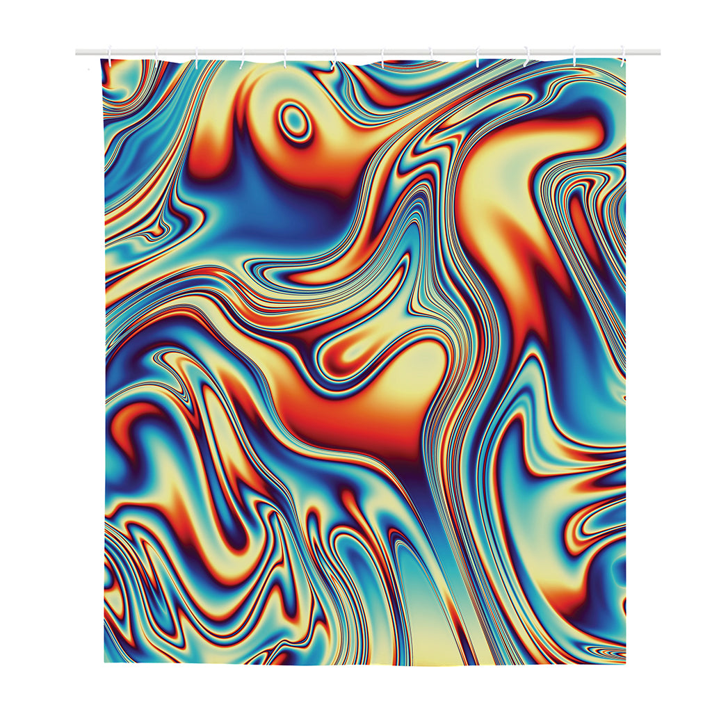 Psychedelic Wave Print Polyester Shower Curtain