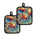 Psychedelic Wave Print Pot Holders