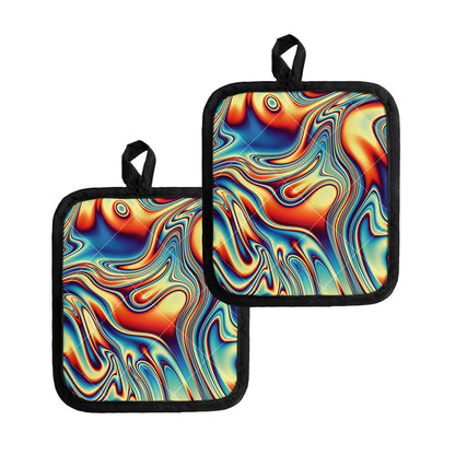 Psychedelic Wave Print Pot Holders