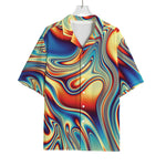 Psychedelic Wave Print Rayon Hawaiian Shirt