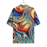 Psychedelic Wave Print Rayon Hawaiian Shirt