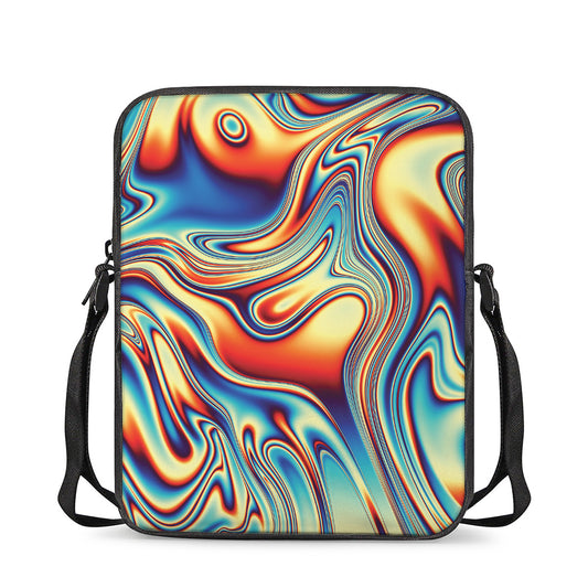 Psychedelic Wave Print Rectangular Crossbody Bag