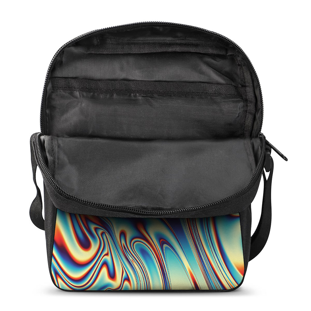 Psychedelic Wave Print Rectangular Crossbody Bag
