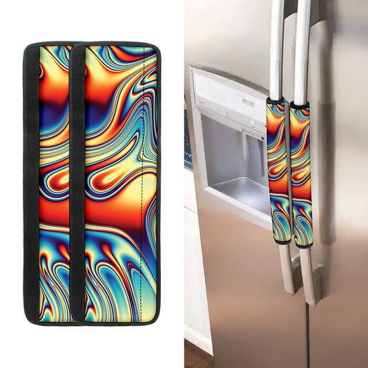 Psychedelic Wave Print Refrigerator Handle Covers