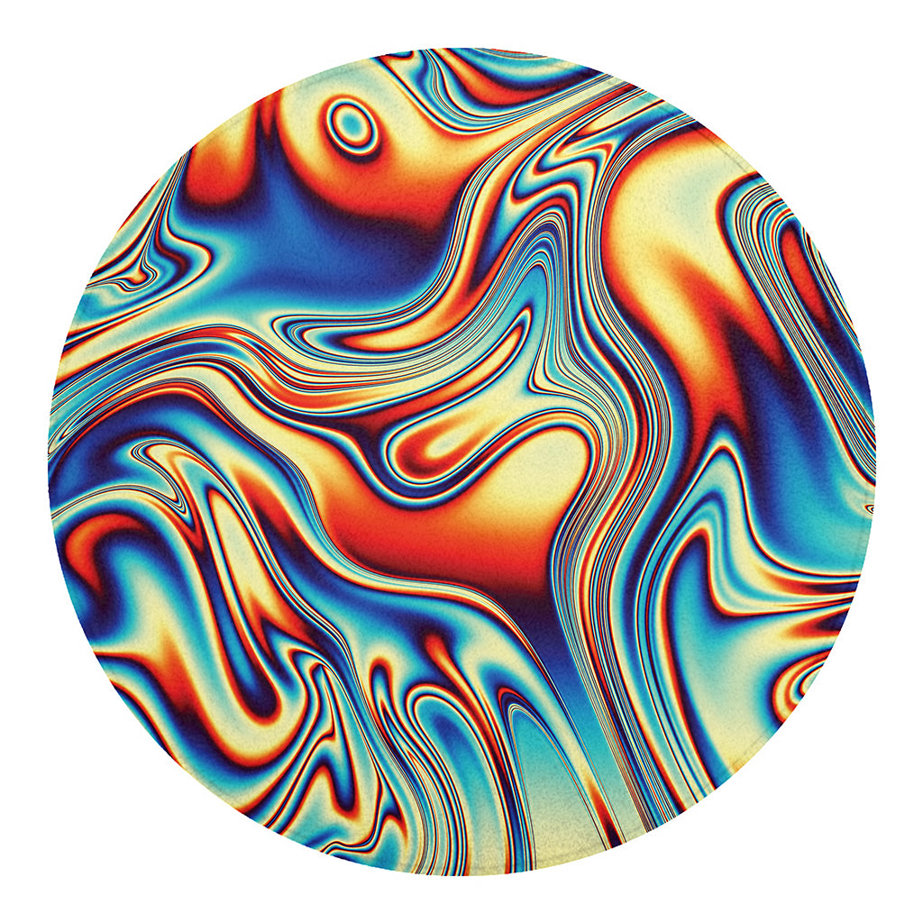 Psychedelic Wave Print Round Blanket