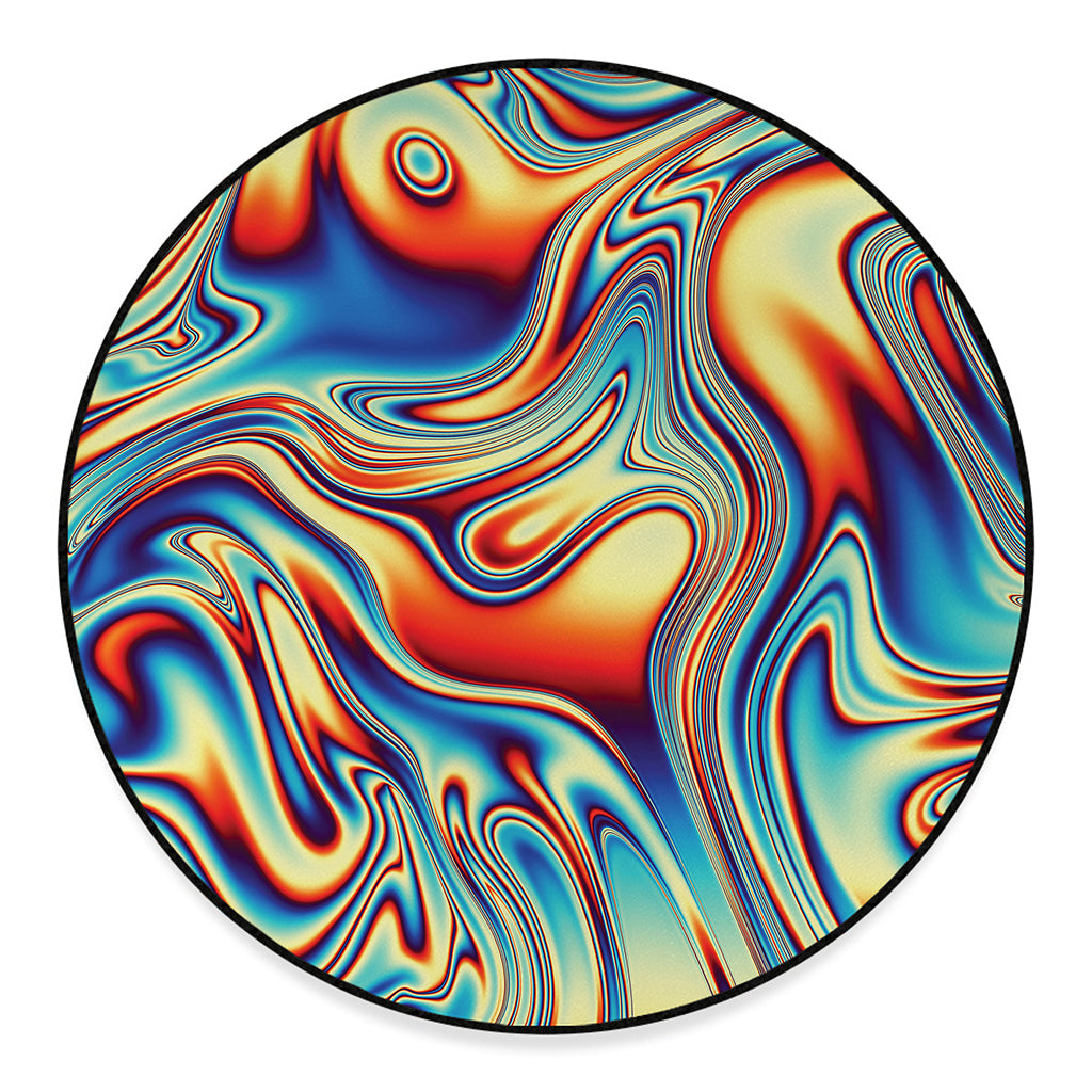 Psychedelic Wave Print Round Floor Mat