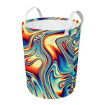 Psychedelic Wave Print Round Laundry Basket