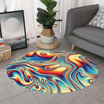 Psychedelic Wave Print Round Rug