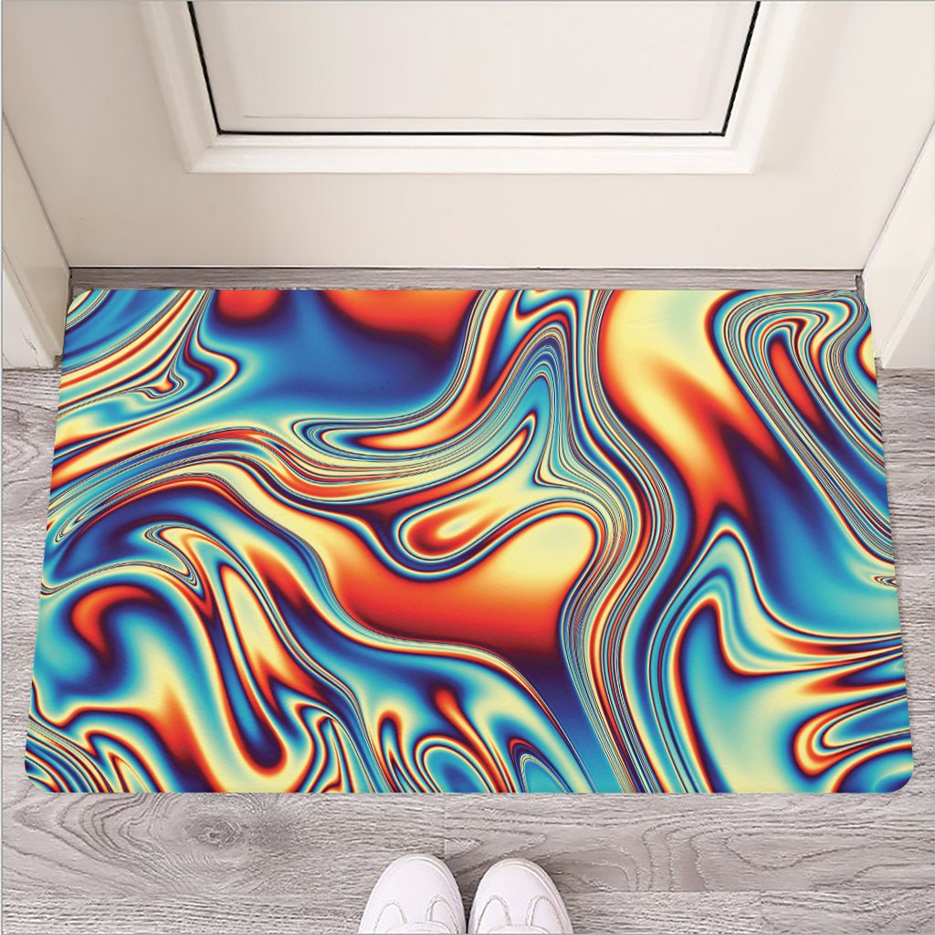 Psychedelic Wave Print Rubber Doormat