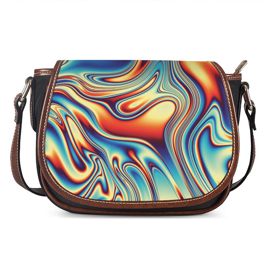 Psychedelic Wave Print Saddle Bag