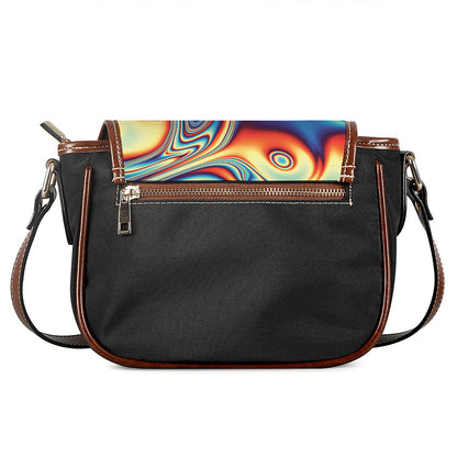 Psychedelic Wave Print Saddle Bag