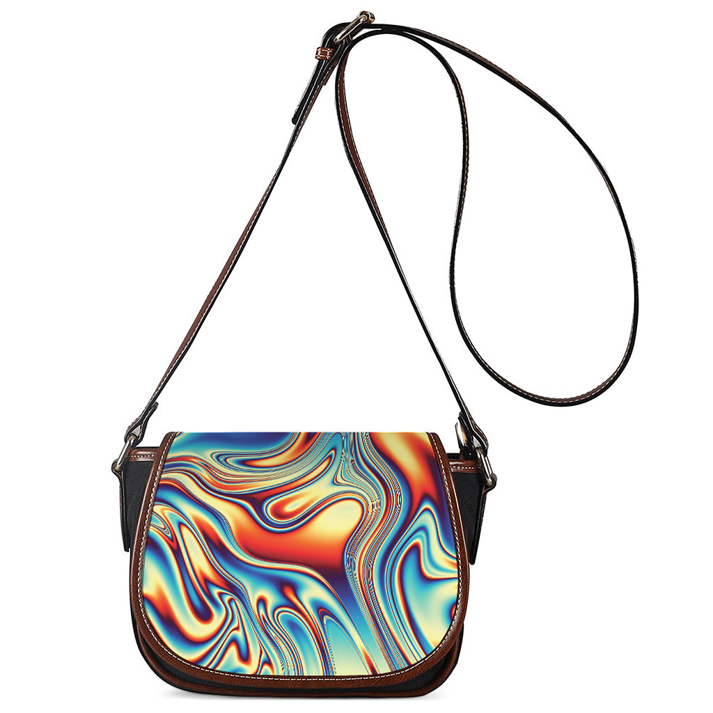 Psychedelic Wave Print Saddle Bag