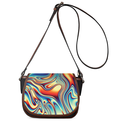 Psychedelic Wave Print Saddle Bag