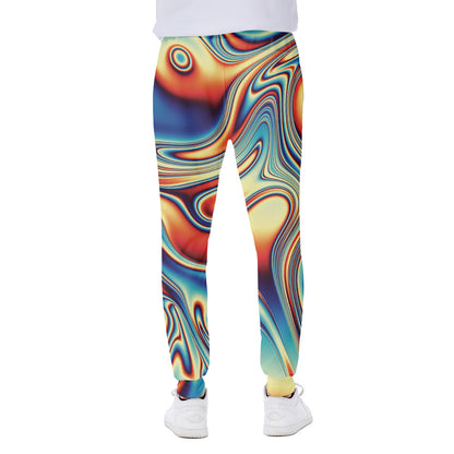 Psychedelic Wave Print Scuba Joggers