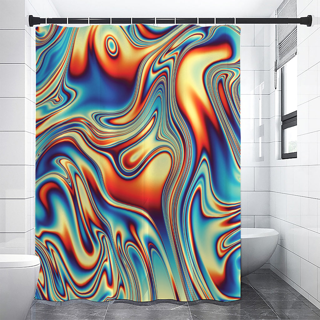 Psychedelic Wave Print Shower Curtain