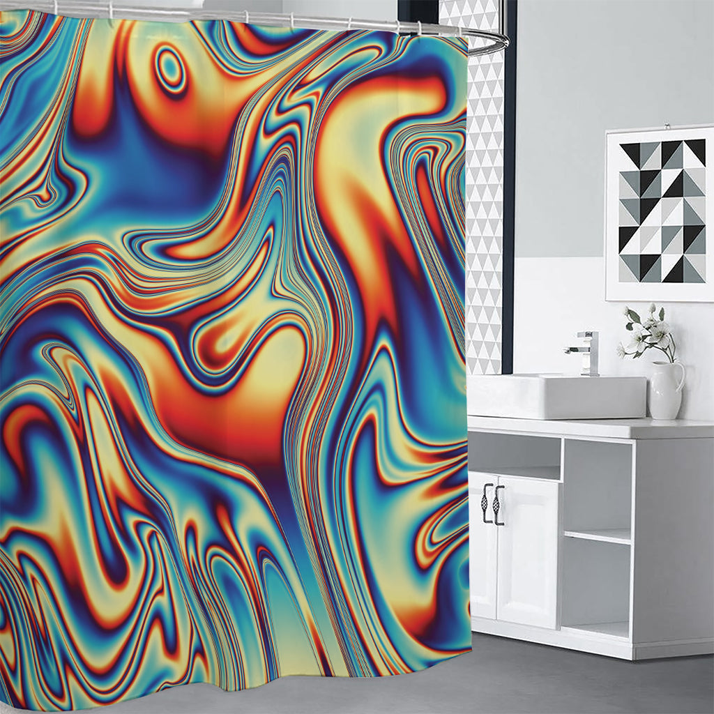 Psychedelic Wave Print Shower Curtain