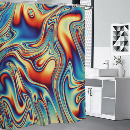Psychedelic Wave Print Shower Curtain