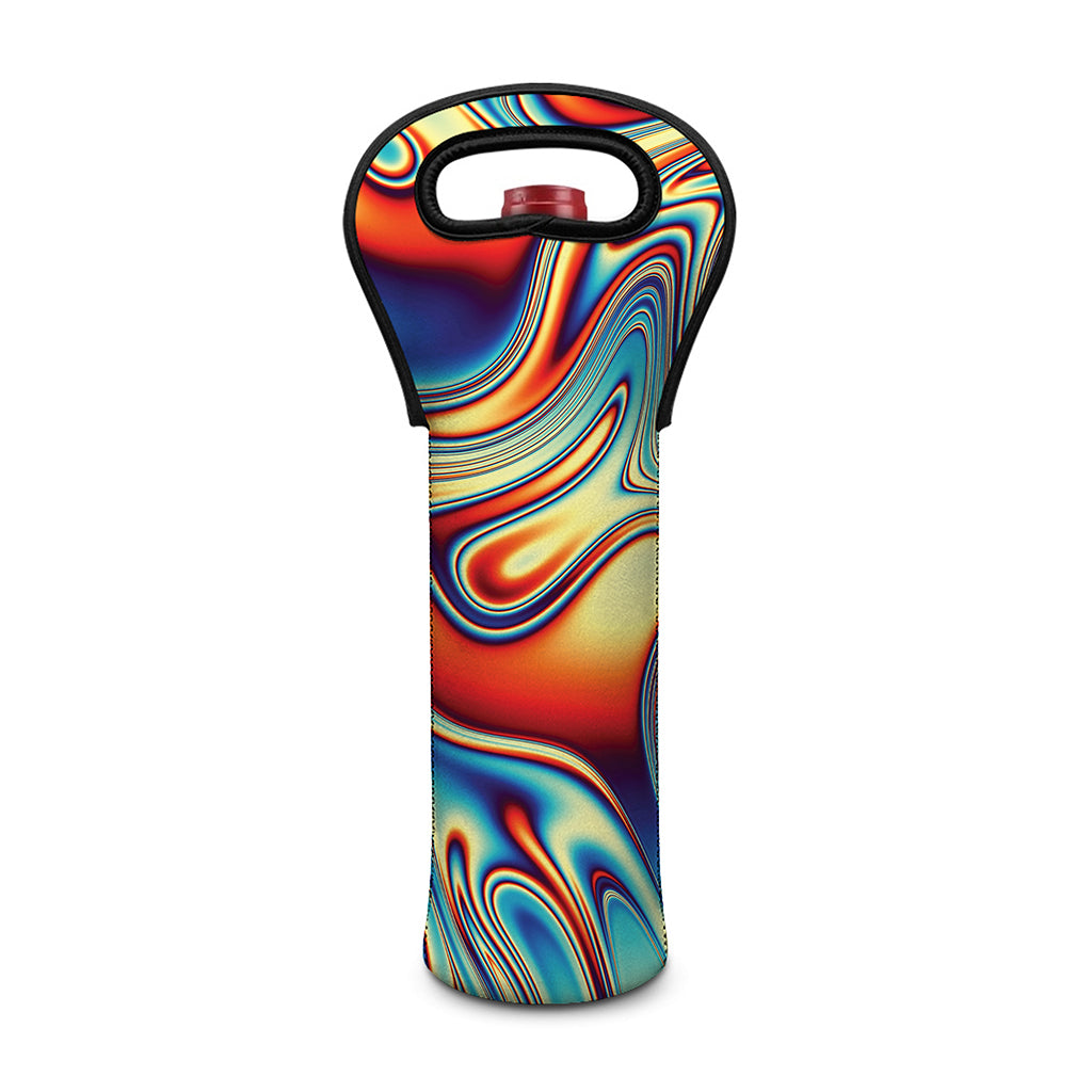 Psychedelic Wave Print Single Neoprene Wine Tote