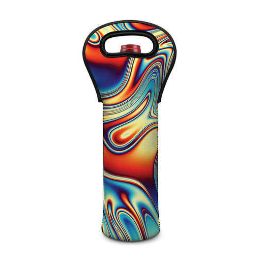 Psychedelic Wave Print Single Neoprene Wine Tote
