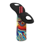 Psychedelic Wave Print Single Neoprene Wine Tote