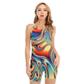 Psychedelic Wave Print Sleeveless One Piece Swimsuit