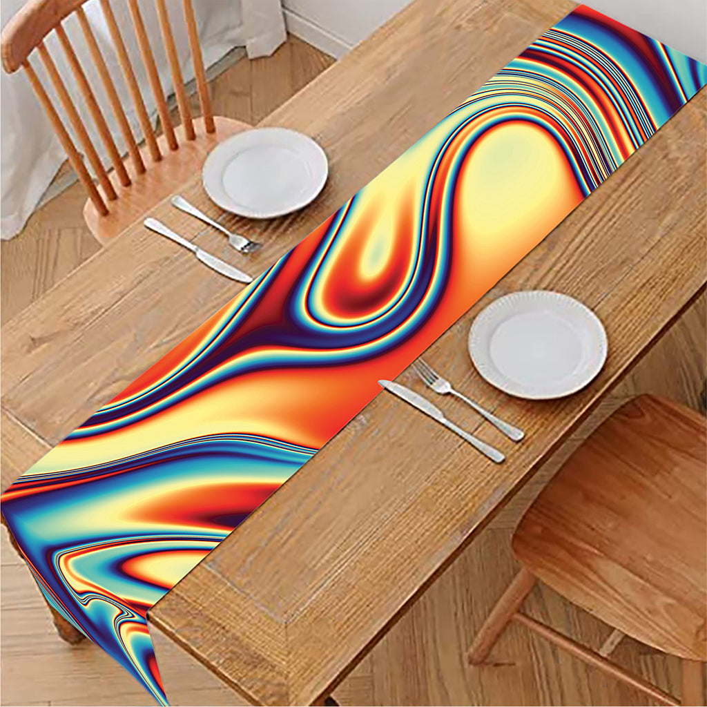 Psychedelic Wave Print Table Runner