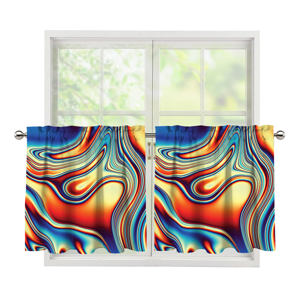 Psychedelic Wave Print Tier Curtains