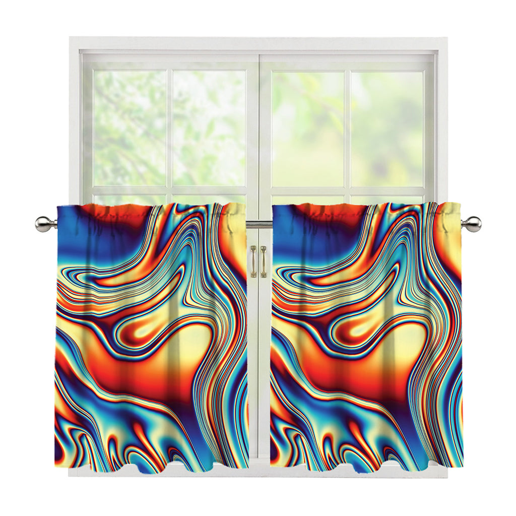 Psychedelic Wave Print Tier Curtains