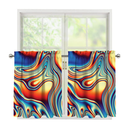Psychedelic Wave Print Tier Curtains