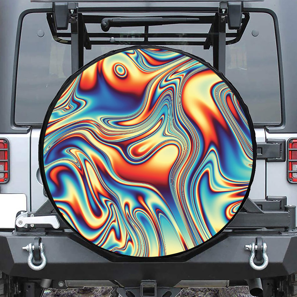 Psychedelic Wave Print Tire Cover