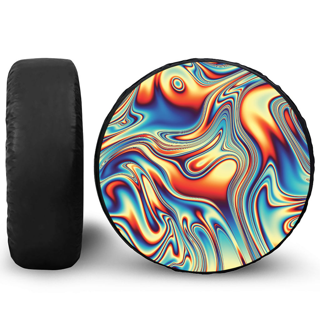 Psychedelic Wave Print Tire Cover