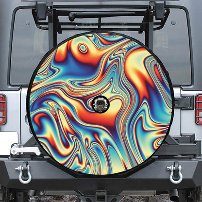 Psychedelic Wave Print Tire Cover With Camera Hole