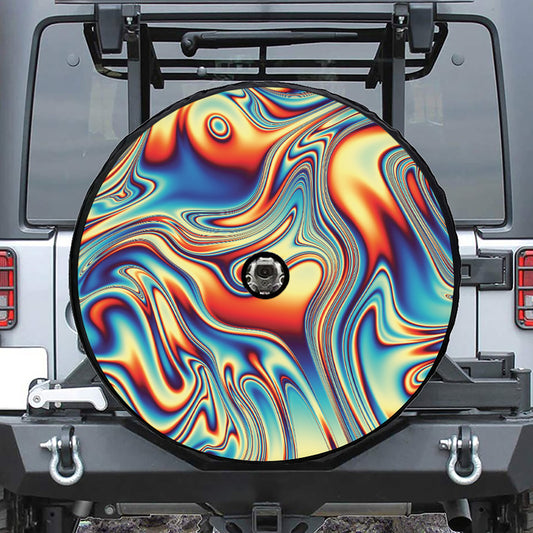 Psychedelic Wave Print Tire Cover With Camera Hole