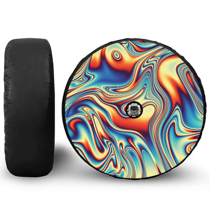 Psychedelic Wave Print Tire Cover With Camera Hole