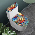Psychedelic Wave Print Toilet Lid And Tank Cover Set