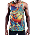 Psychedelic Wave Print Men's Workout Tank Top
