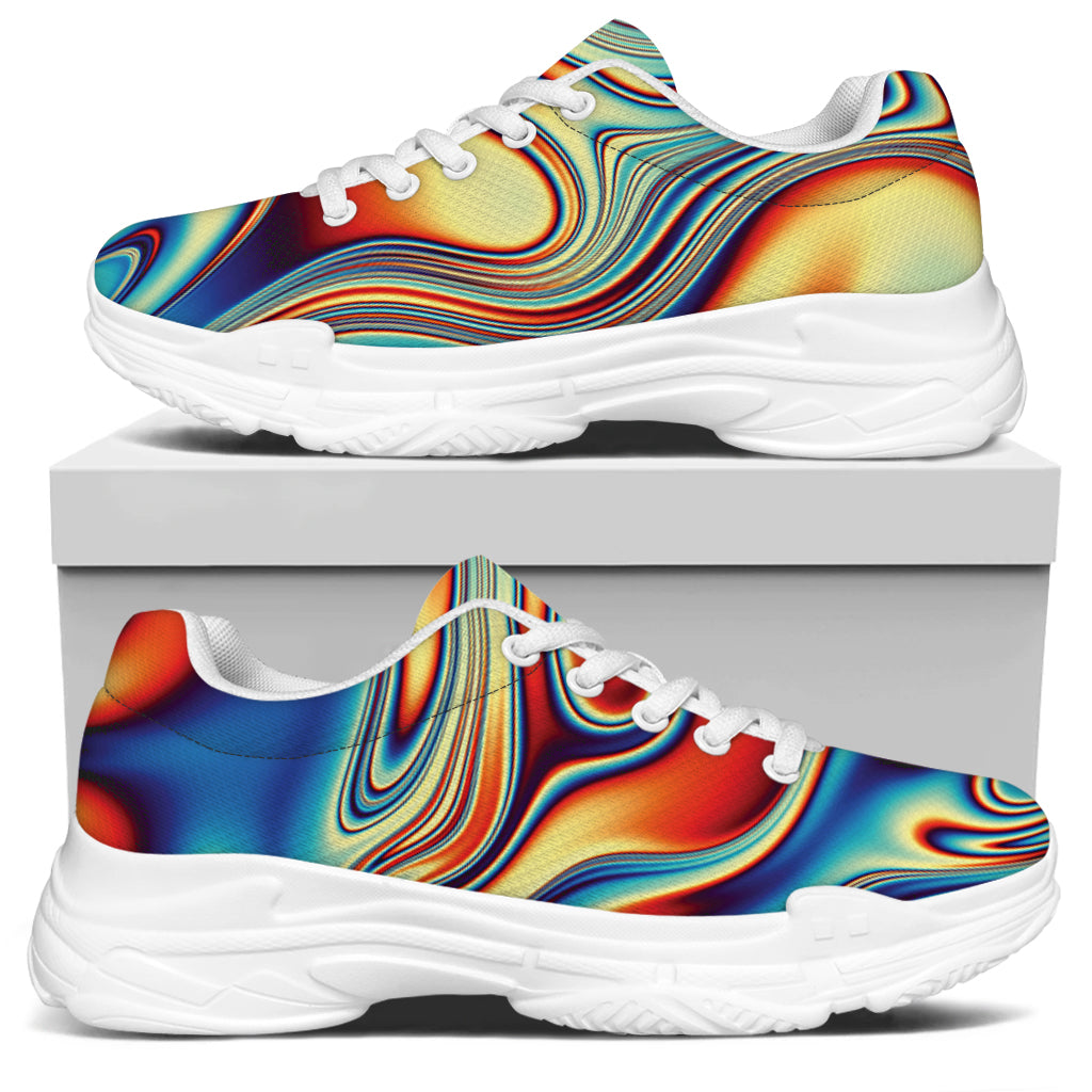 Psychedelic Wave Print White Chunky Shoes