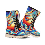 Psychedelic Wave Print Winter Boots