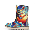 Psychedelic Wave Print Winter Boots